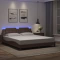 Miniatyrbilde 1 av 11: vidaXL Sengeramme med LED-lys brun 180x200 cm kunstig lær