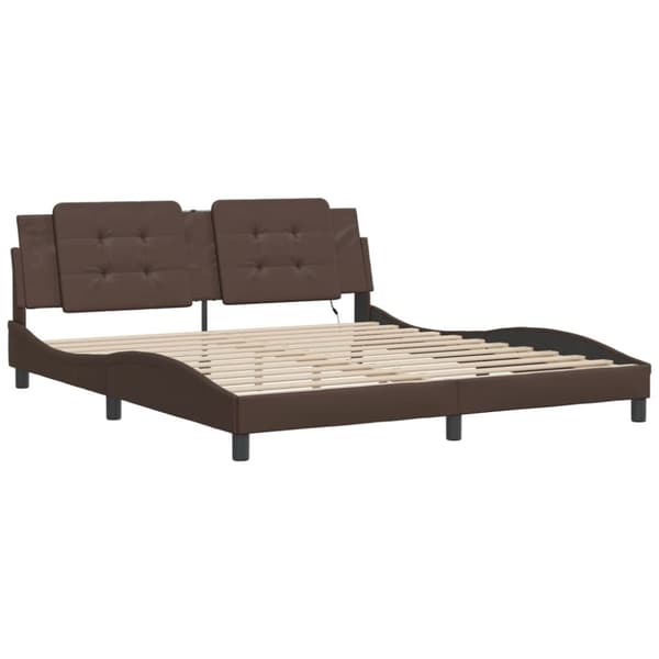 vidaXL sengeramme med LED-lys 100x200 cm kunstlæder brun