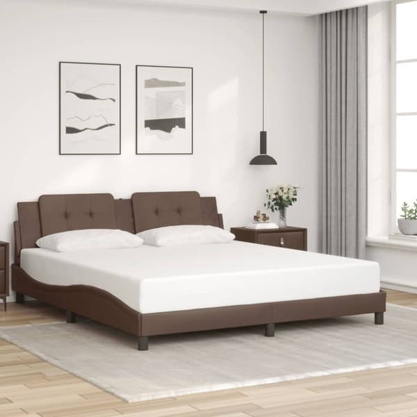 vidaXL sengeramme med LED-lys 100x200 cm kunstlæder brun