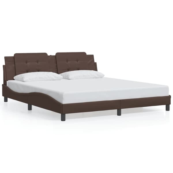 vidaXL sengeramme med LED-lys 100x200 cm kunstlæder brun