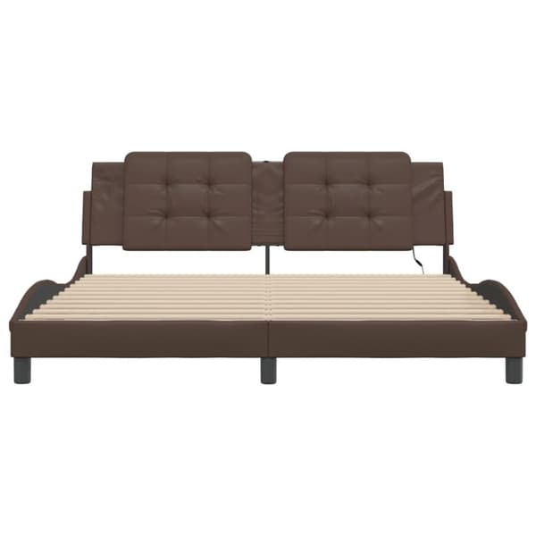 vidaXL sengeramme med LED-lys 100x200 cm kunstlæder brun