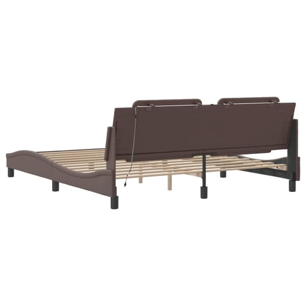 vidaXL sengeramme med LED-lys 100x200 cm kunstlæder brun