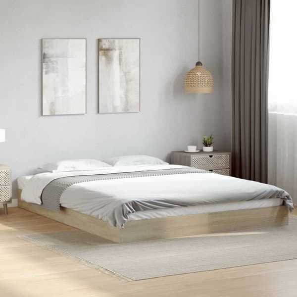 vidaXL Sängynrunko ilman patjaa Sonoma tammi 160x200 cm tekninen puu