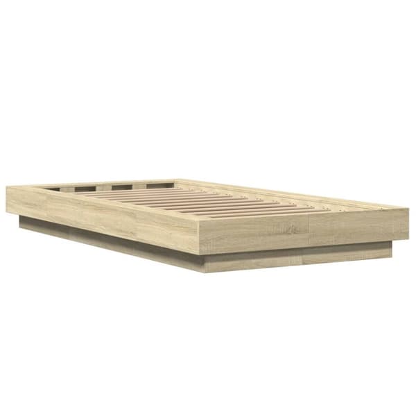 vidaXL Sengeramme med LED-lys sonoma eik 90x190 cm konstruert tre