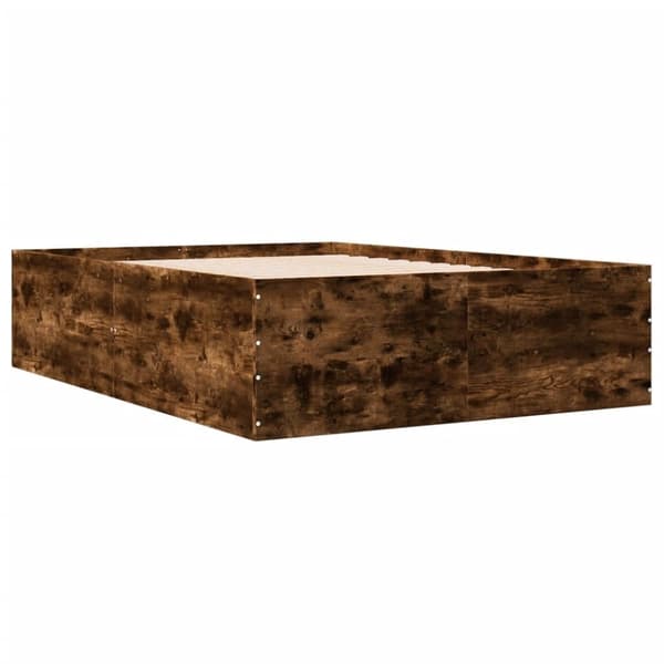 vidaXL Sengeramme røkt eik 140x200 cm konstruert tre