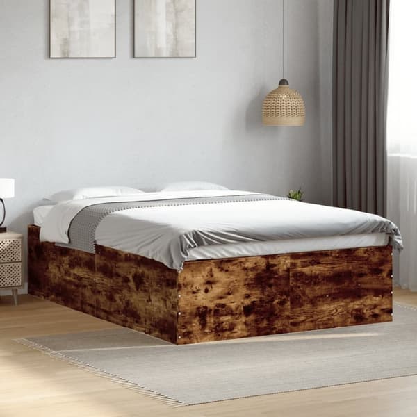 vidaXL Sengeramme røkt eik 140x200 cm konstruert tre