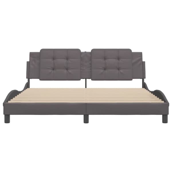 vidaXL sengeramme med sengegavl 180x200 cm kunstlæder grå