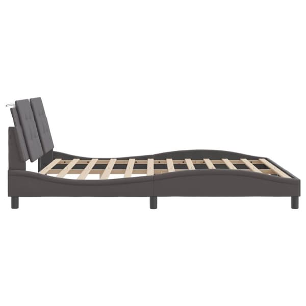 vidaXL sengeramme med sengegavl 180x200 cm kunstlæder grå