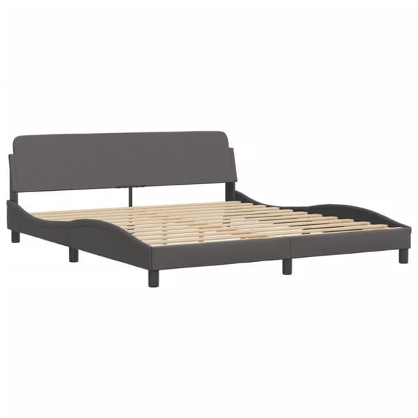 vidaXL sengeramme med sengegavl 180x200 cm kunstlæder grå