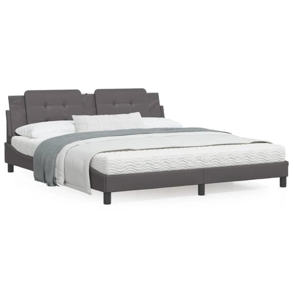 vidaXL sengeramme med sengegavl 180x200 cm kunstlæder grå