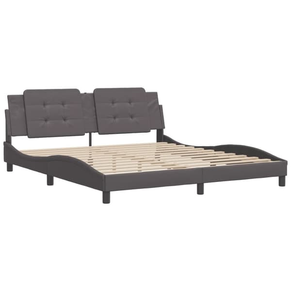 vidaXL sengeramme med sengegavl 180x200 cm kunstlæder grå