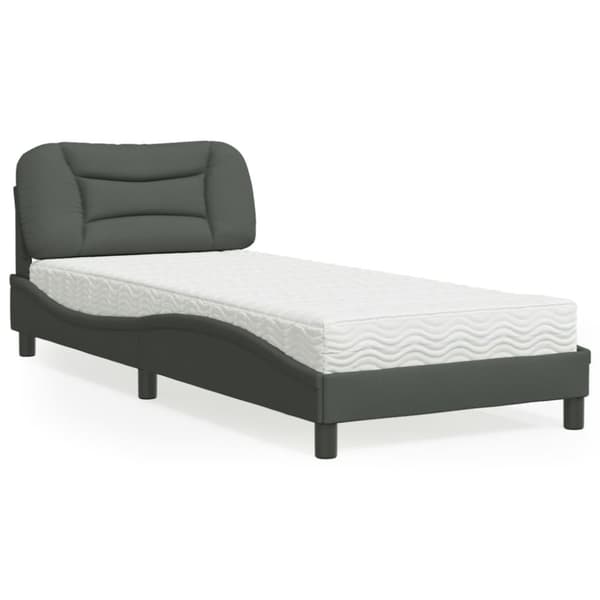 vidaXL Säng med madrass mörkgrå 90x190 cm tyg