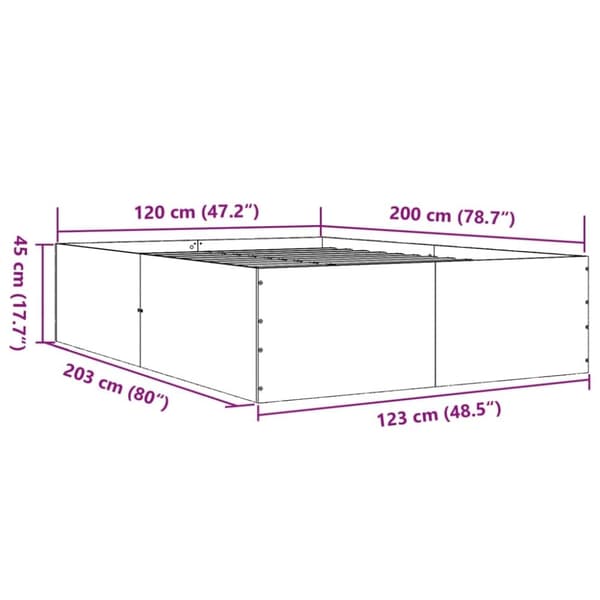 vidaXL Sengeramme brun eik 120x200 cm konstruert tre