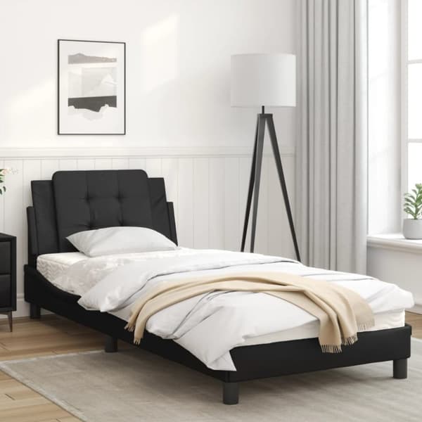 vidaXL sengeramme med sengegavl 90x190 cm kunstlæder sort