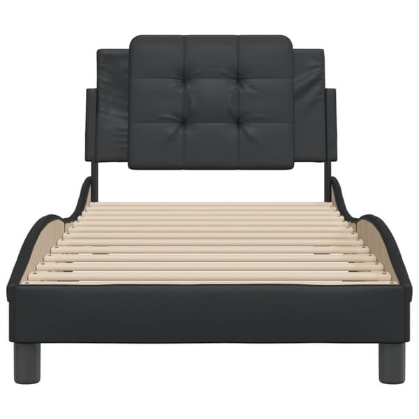 vidaXL sengeramme med sengegavl 90x190 cm kunstlæder sort
