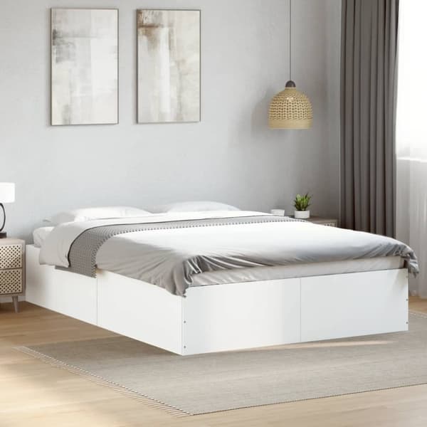 vidaXL Sengeramme hvit 140x200 cm konstruert tre