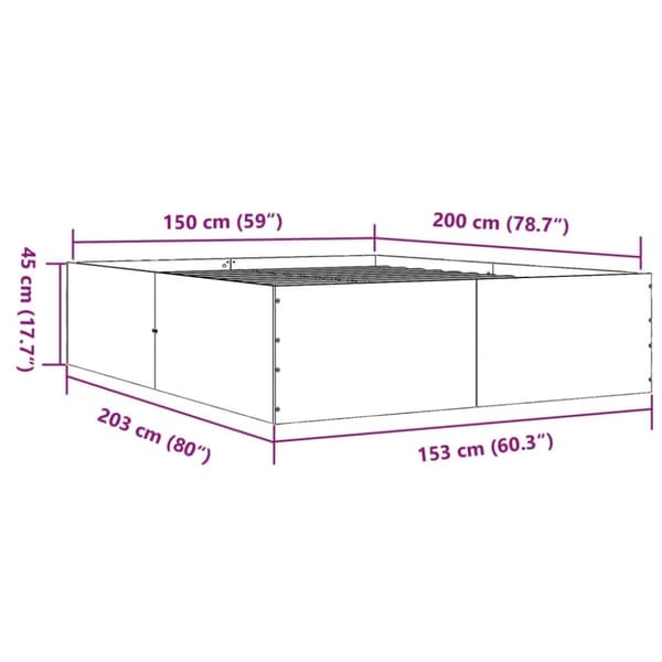 vidaXL Sengeramme brun eik 150x200 cm konstruert tre