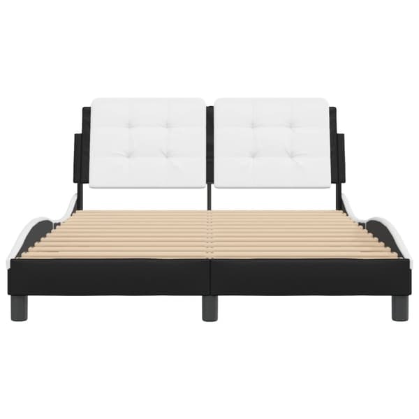 vidaXL sengeramme med sengegavl 120x200 cm kunstlæder sort og hvid