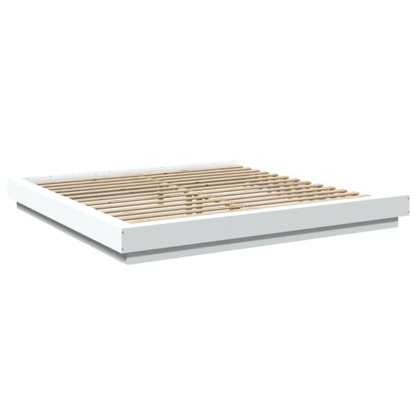 vidaXL Sengeramme med LED-lys hvit 180x200 cm konstruert tre
