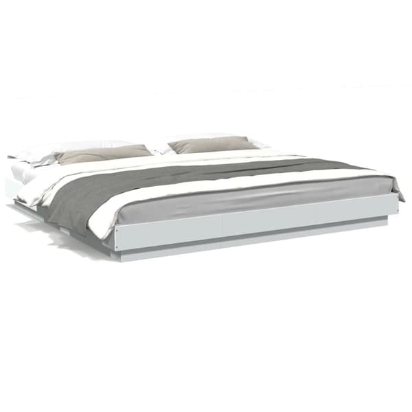 vidaXL Sengeramme med LED-lys hvit 180x200 cm konstruert tre