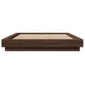 Miniatyrbilde 5 av 11: vidaXL Sengeramme med LED-lys brun eik 135x190 cm konstruert tre