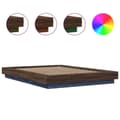 Miniatyrbilde 8 av 11: vidaXL Sengeramme med LED-lys brun eik 135x190 cm konstruert tre