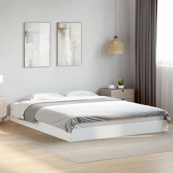vidaXL Sängram vit 160x200 cm konstruerat trä