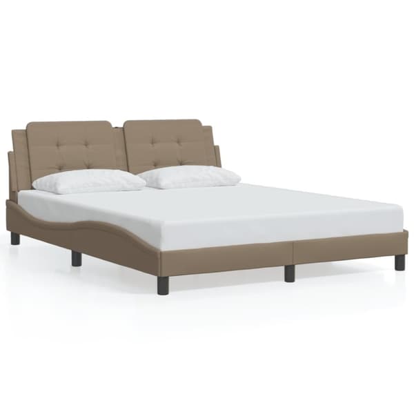 vidaXL sengeramme med LED-lys 160x200 cm kunstlæder cappuccinofarvet