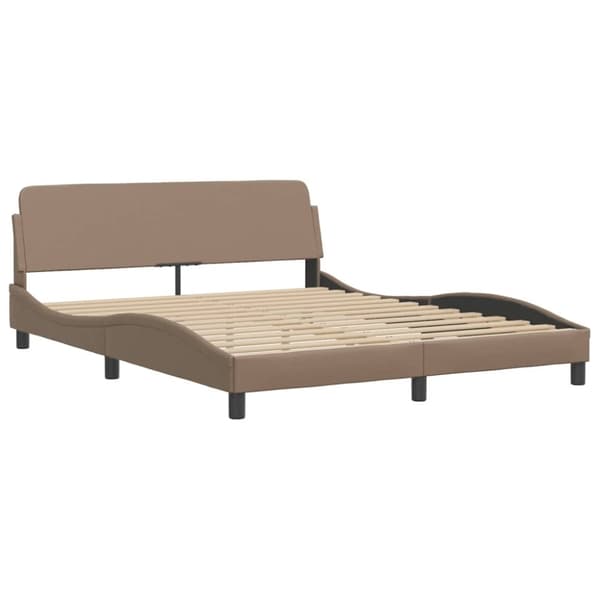 vidaXL sengeramme med LED-lys 160x200 cm kunstlæder cappuccinofarvet