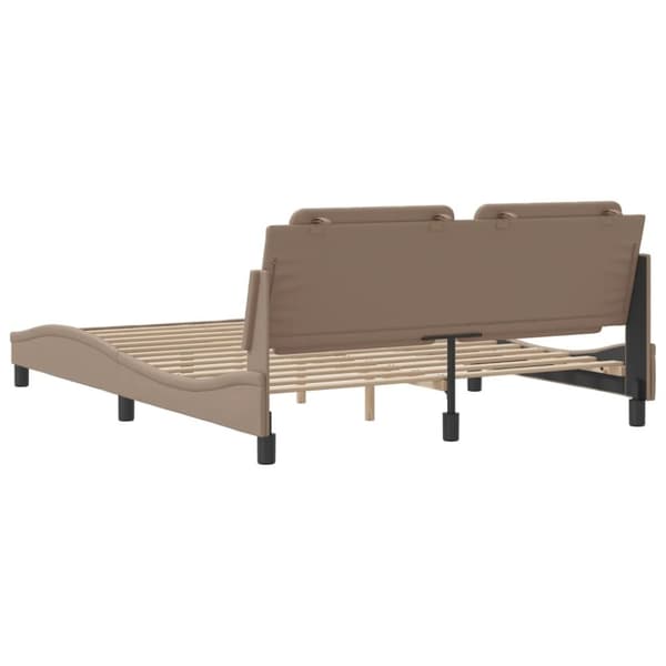 vidaXL sengeramme med LED-lys 160x200 cm kunstlæder cappuccinofarvet