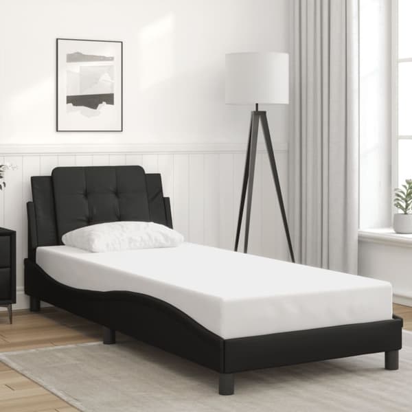 vidaXL Sängynrunko päädyllä musta 80x200 cm keinonahka