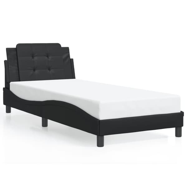 vidaXL Sängynrunko päädyllä musta 80x200 cm keinonahka