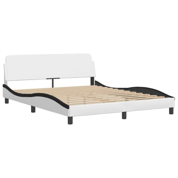 vidaXL Säng med madrass vit och svart 160x200 cm konstläder