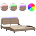 Miniatyrbilde 2 av 11: vidaXL Sengeramme med LED-lys cappuccino 160x200 cm kunstig lær