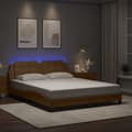 Miniatyrbilde 1 av 11: vidaXL Sengeramme med LED-lys cappuccino 160x200 cm kunstig lær