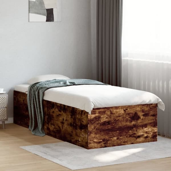 vidaXL Sengeramme røkt eik 90x190 cm konstruert tre