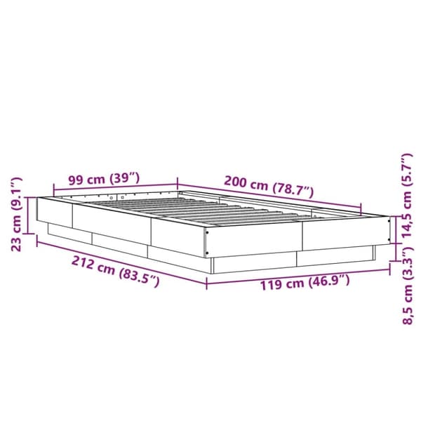 vidaXL Sengeramme hvit 100x200 cm konstruert tre