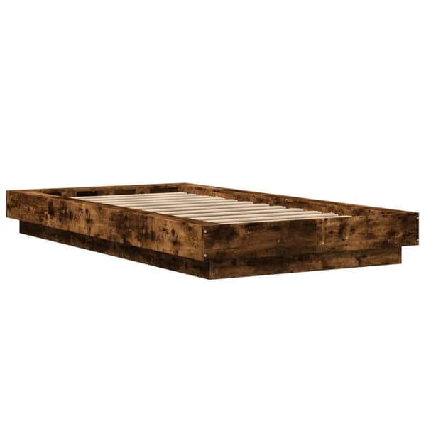 vidaXL Sengeramme med LED-lys røkt eik 90x190 cm konstruert tre