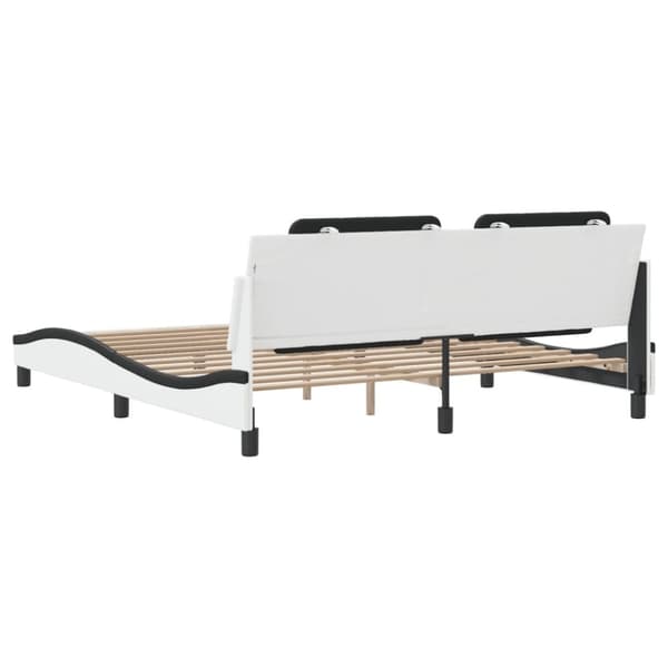 vidaXL Sengeramme med hodegavl hvit og svart 180x200 cm kunstlær