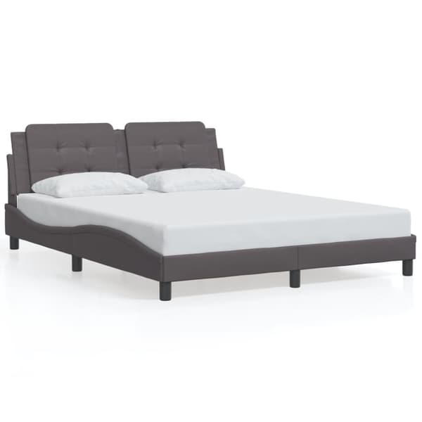 vidaXL Sengeramme med hodegavl grå 160x200 cm kunstlær