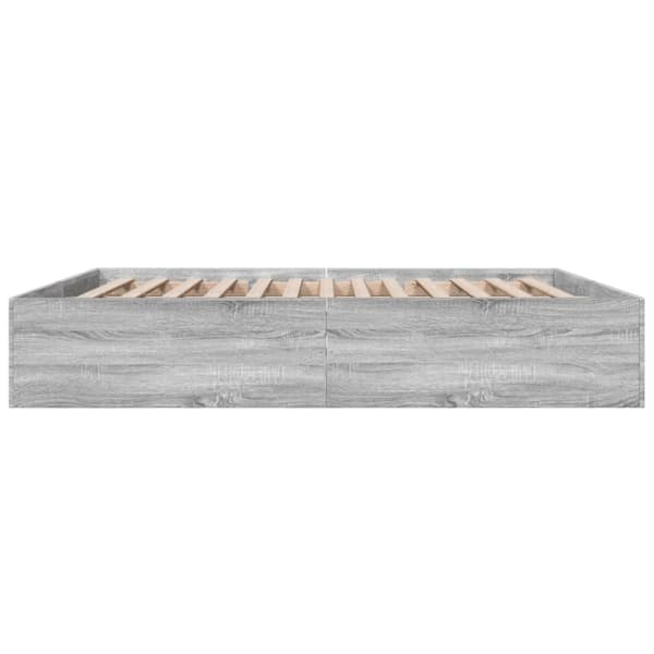 vidaXL Sengeramme grå sonoma 200x200 cm konstruert tre