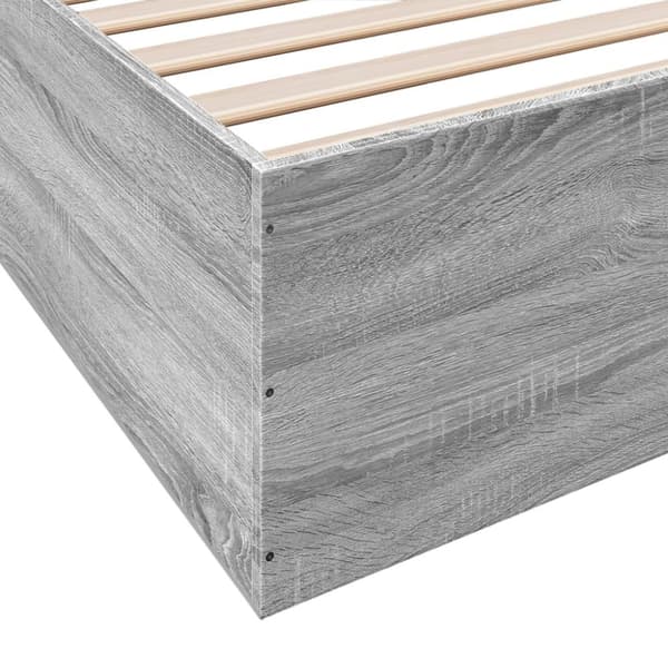 vidaXL Sengeramme grå sonoma 200x200 cm konstruert tre
