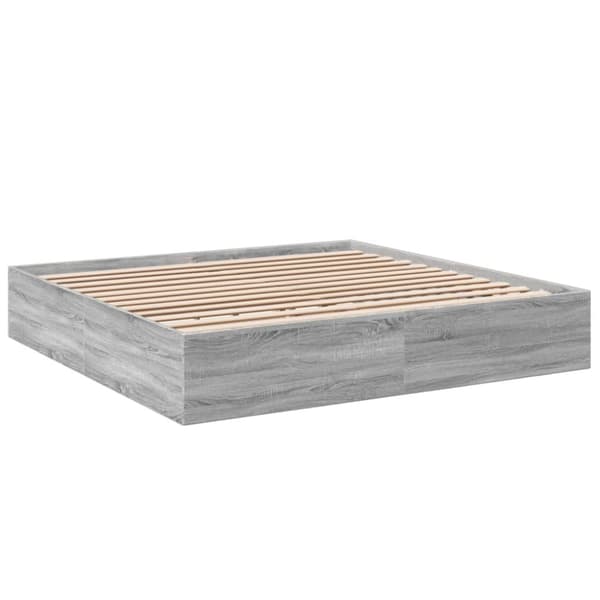vidaXL Sengeramme grå sonoma 200x200 cm konstruert tre