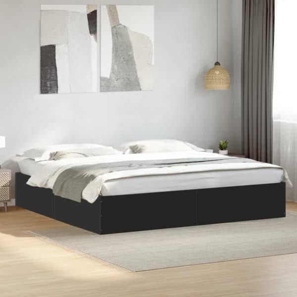 vidaXL sengestel 200x200 cm konstrueret træ sort