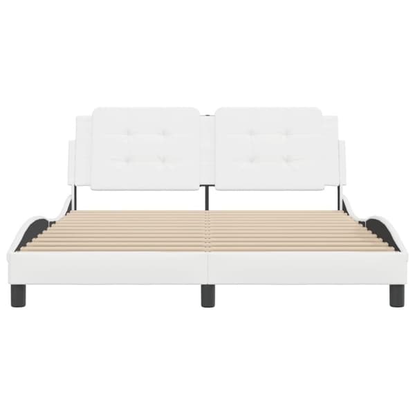 vidaXL sengeramme med sengegavl 160x200 cm kunstlæder hvid