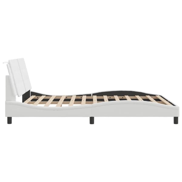 vidaXL sengeramme med sengegavl 160x200 cm kunstlæder hvid