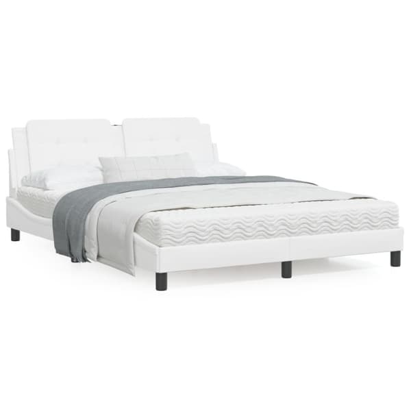 vidaXL sengeramme med sengegavl 160x200 cm kunstlæder hvid
