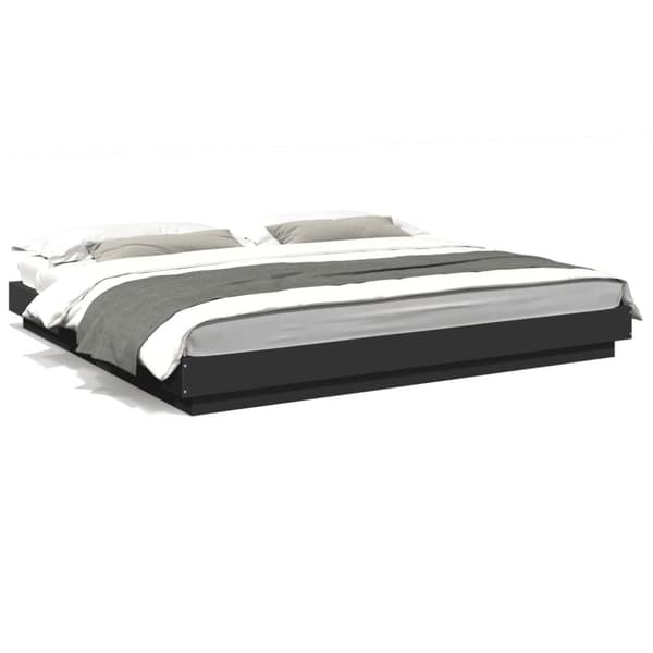 vidaXL Sengeramme med LED-lys svart 180x200 cm konstruert tre
