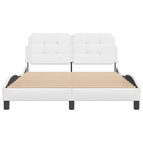 vidaXL sengeramme med sengegavl 120x200 cm kunstlæder hvid