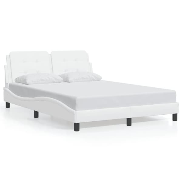 vidaXL sengeramme med sengegavl 120x200 cm kunstlæder hvid